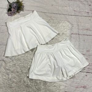 Set of B3.0 White Tennis Active Skirt and Shorts Sz small